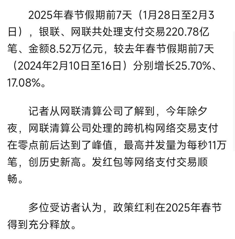 春节假期支付数据“开门红”:消费需求旺盛 消费便利性提升 春节假期支付数据“开门红”:消费需求旺盛 消费便利性提升